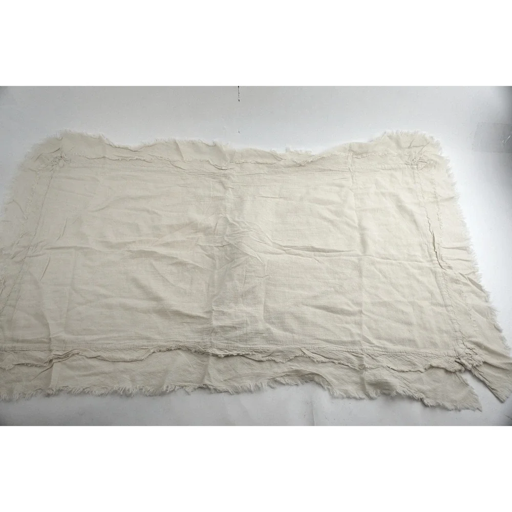 Patina‎ Vie Pillow Sham 2pc Set King Cream 100% Cotton Frayed Fringe Excellent
